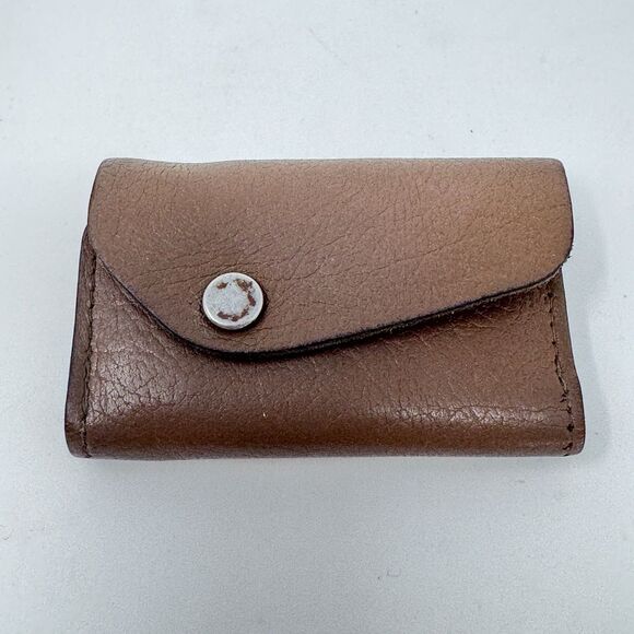 Vintage Brown Cowhide Leather Tri-Fold 6 Key Holder Wallet Spring Steel Hooks - Picture 1 of 13